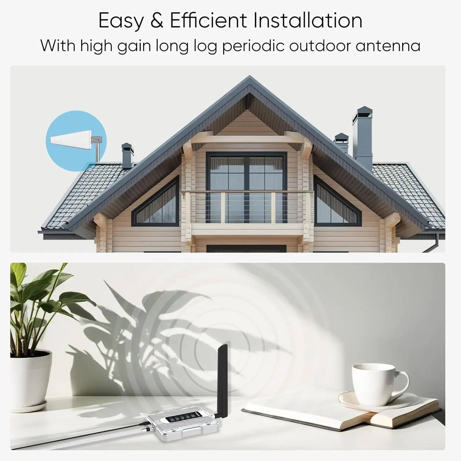 Cell Phone Booster with LCD Display, Cell Phone Signal Booster for Home Up to 5,000 sq ft, 5G Compatible for All U.S. Carriers