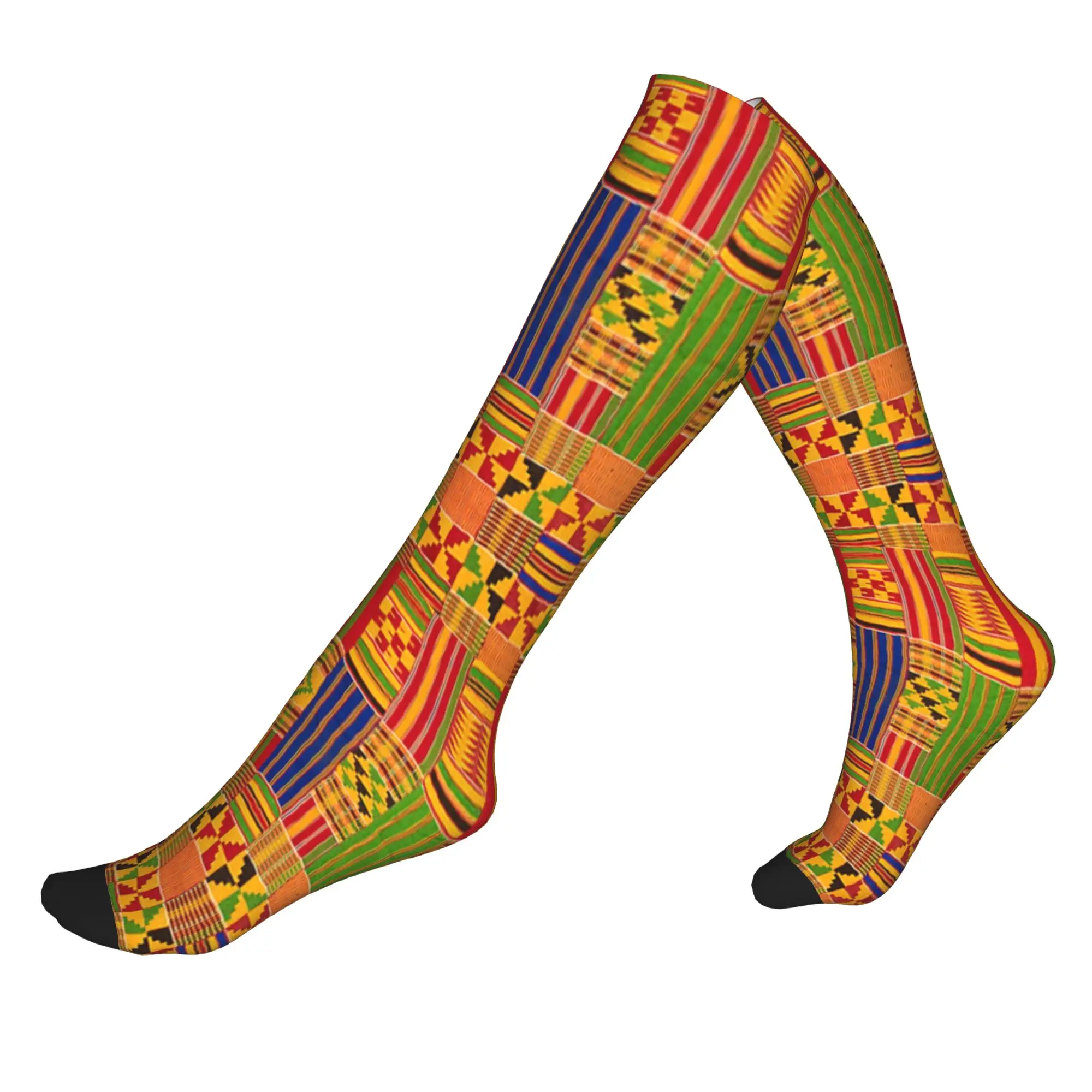 

Funny Traditional African Ethnic Tribal Ankara Geometric Socks Men Women Warm Printed Basketball Sports Sports Compression Socks