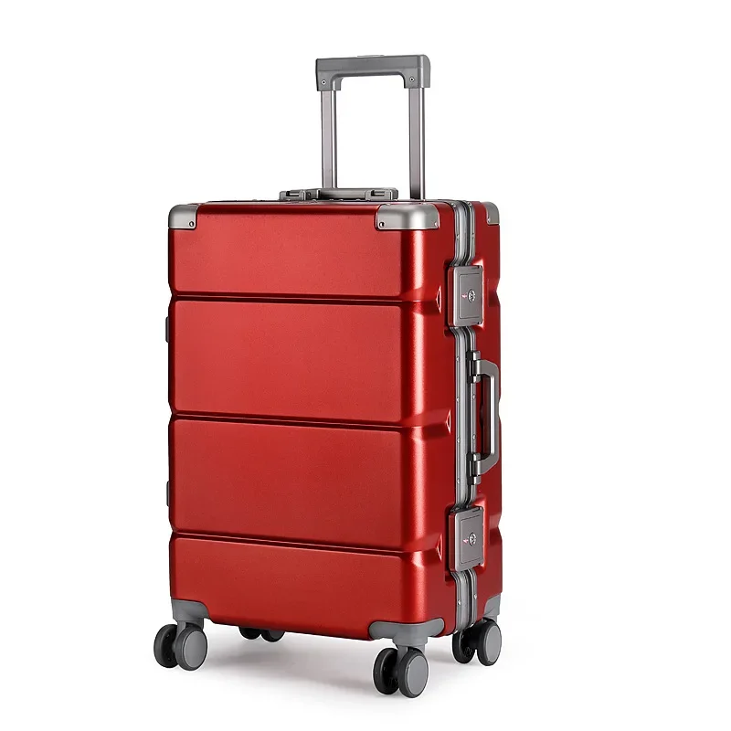 Solid Color Suitcase Aluminum Frame Large Capacity Travel High-quality Trolley Case Student Password Suitcase 20 Inches Luggage