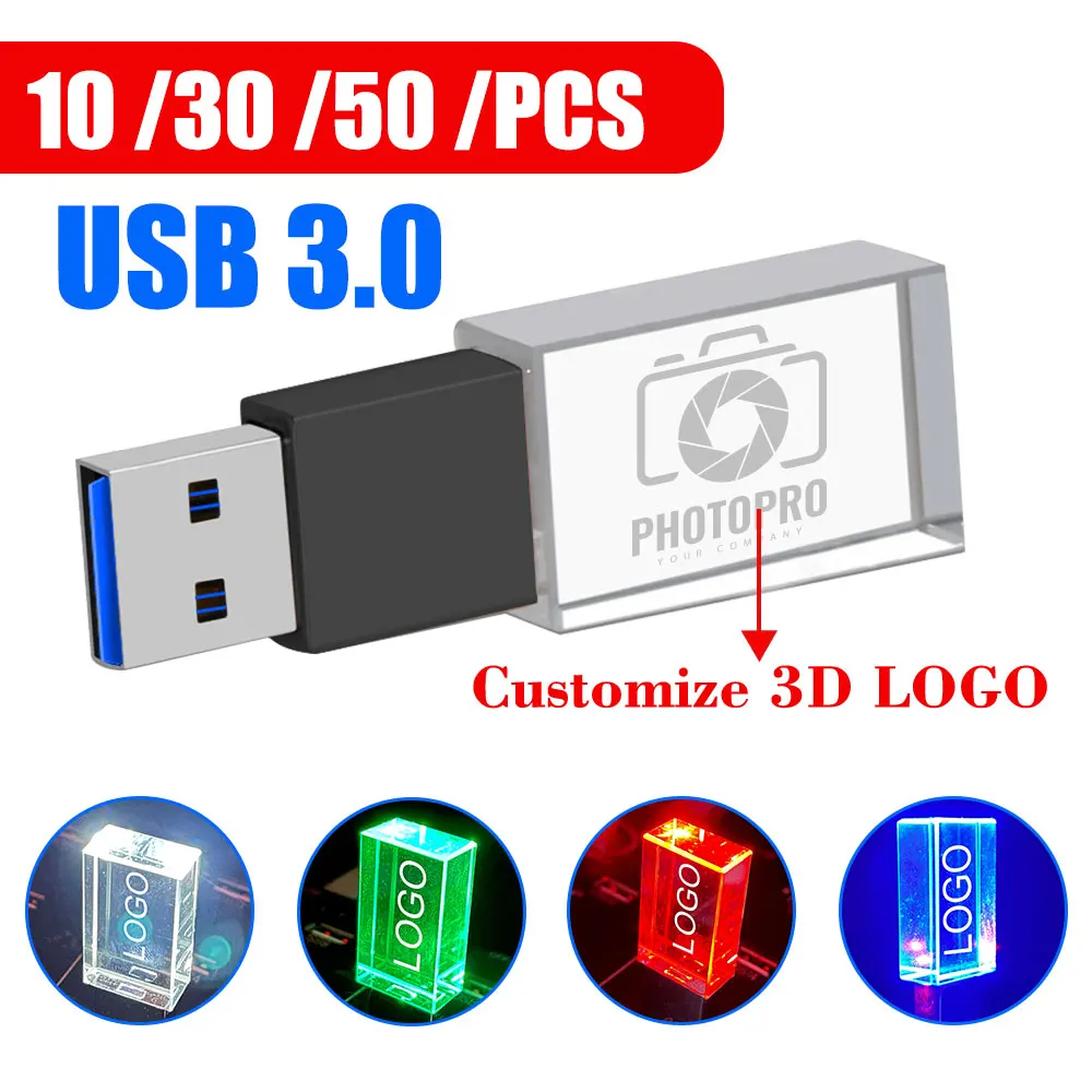 

10 шт./30/50 шт., бесплатный логотип, светодиодный 3,0 USB-флешка, 128 ГБ, флэш-накопитель, 64 ГБ, 32 ГБ, креативный бизнес, U-диск, подарок, 16 ГБ, 8 ГБ