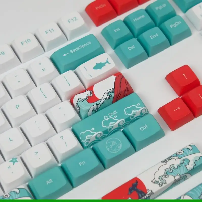 

U55C Coral Sea 128 клавиш XDA PBT Колпачки для механической клавиатуры Cherry MX Switch