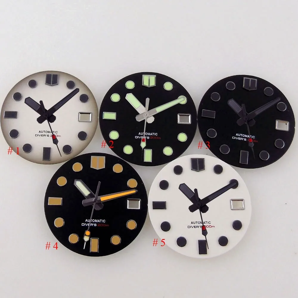 Retro 29MM Black White Dial Luminous Dial For Captain Willard Japan  NH35 NH36
