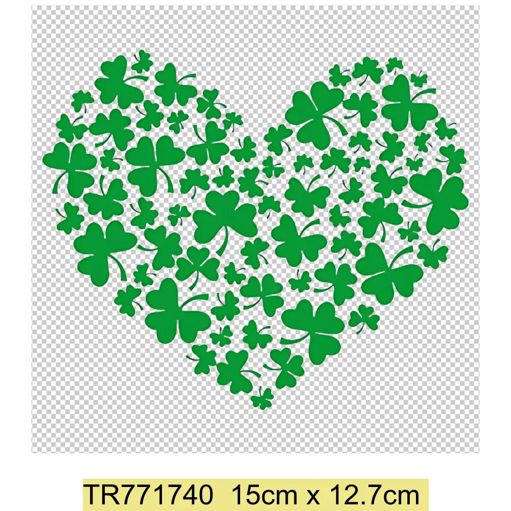 St. Patrick's Day Iron on Patches Clothes DIY T-shirt Dress Applique St. Patrick Heat Transfer Heart Clover Design Sticker