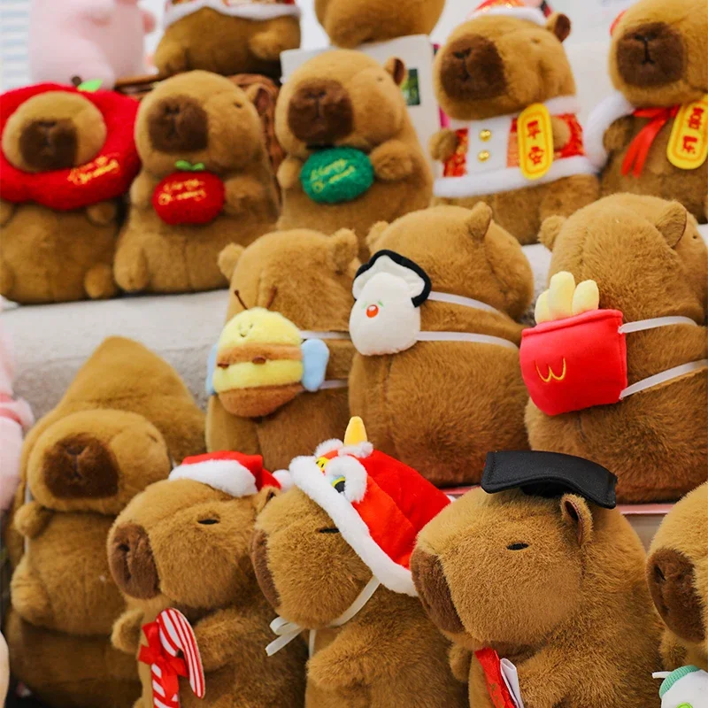 25cm Capybara Plush Simulation Capibara Anime Fluffty Toy Plant Stuffed Doll Holidays Props Decorative Throw Pillow for Kids