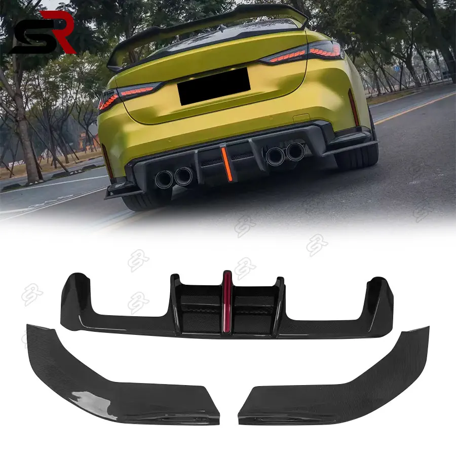 For BMW G80 M3 G82 G83 M4 Dry Carbon Fiber AE Style Rear Spoiler Car Rear Bumper Lip Splitter Under Spoiler Body Kit