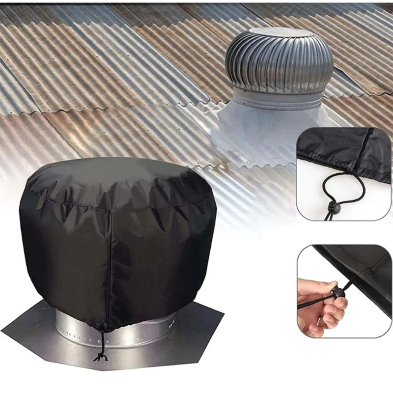 Outdoor Roof Exhaust Fan Cover Drawstring Bottom for Dust Rain Snow and Daily Roof Care Use M4YD
