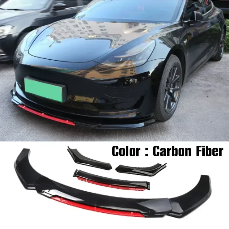 جديد اكسسوارات السيارات العالمي سيارة الجبهة حافة مصد السيارة طقم الجسم المفسد الفاصل الناشر الأبيض ألياف الكربون الفاصل ABS البلاستيك #2