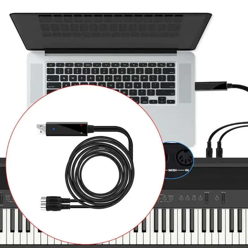 2m Keyboard Recording Editing Cable Electric Piano Converter Cable USB to Midi B85B