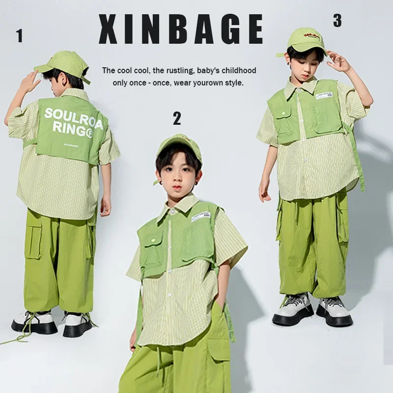 

Street dance boys set, children's hip-hop, cool and handsome performance costumes, summer children's jazz dance costumes, girls