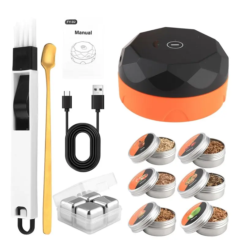 

ABMI-Whiskey Smoker Kit(1Set), Cocktail Smoker Infuser Kit Included 6 Wood Chips, Old-Fashioned Drink Smoking Accessories,