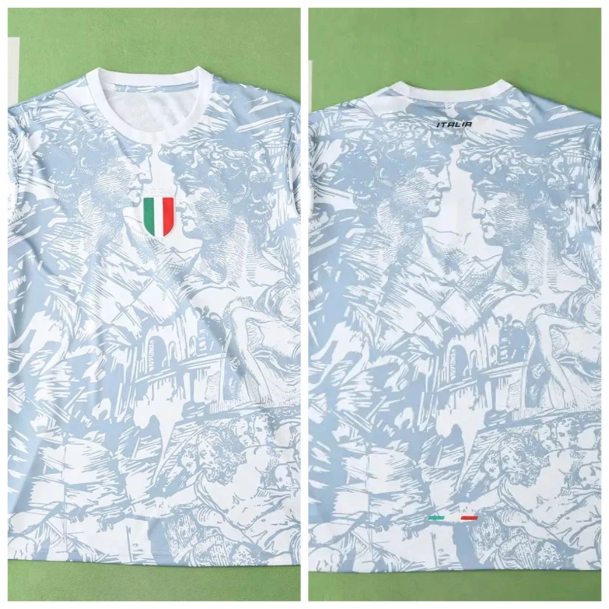 Italien Team Konzept Fußball Fan Version Trainingstrikot Damen T-Shirt Unisex Tee Top Kurzarm Schnelltrocknend Herren T-Shirt – Detail 5