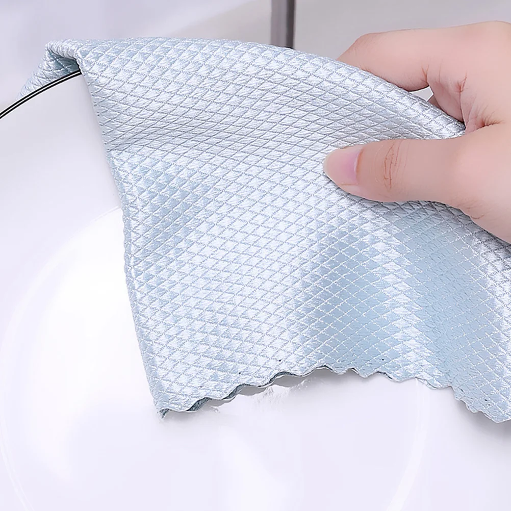 

10pcs Microfiber Dishwashing Towels Kitchen Cleaning Cloth Fish Scale Design Absorbent Reusable for Dishes Stoves Sinks Glass