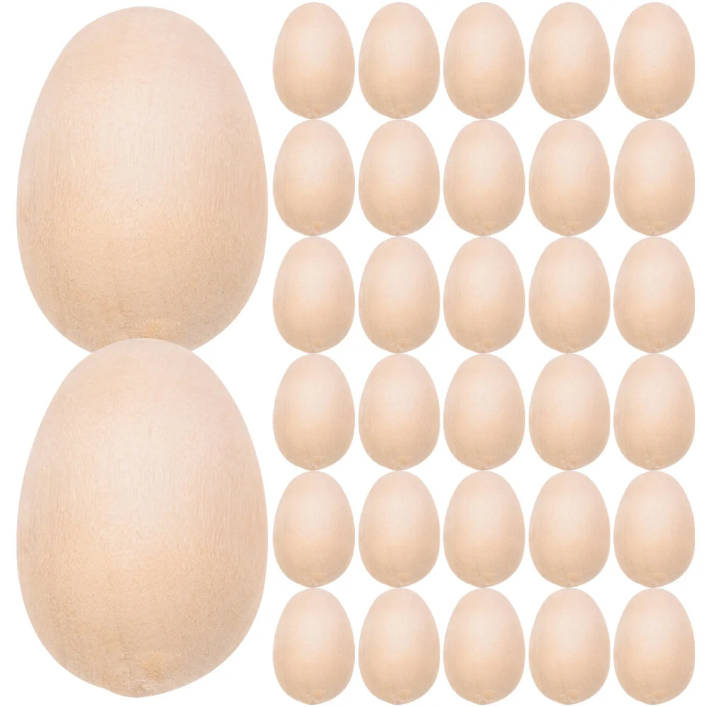 50pcs Fake Chicken Egg Wooden Easter Egg Ornament Unfinished Wood Easter Egg fake chicken eggs wooden easter eggs for crafts