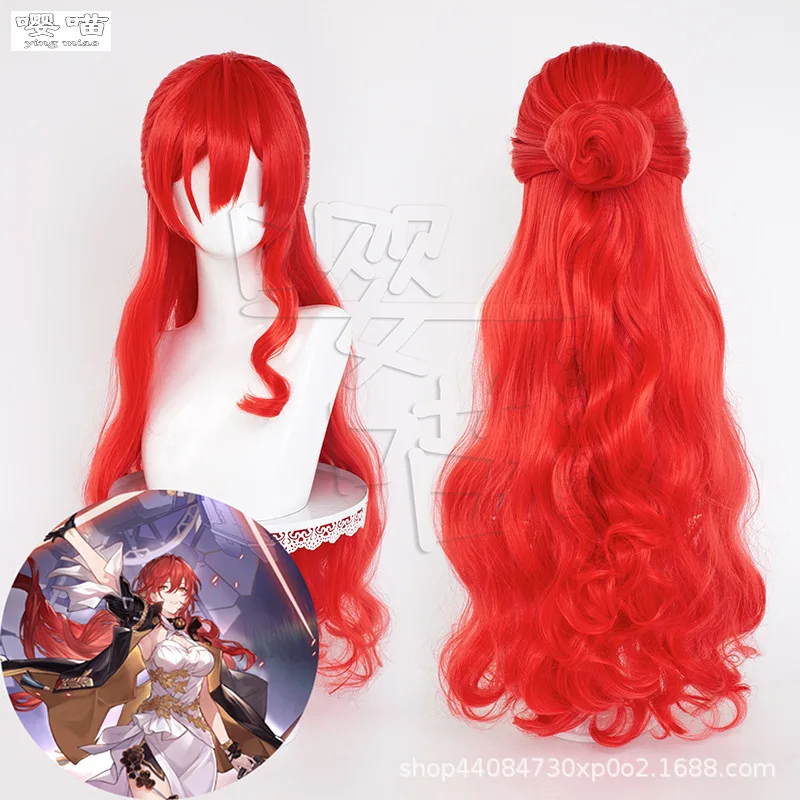 Spiel Honkai: Star Rail Himeko Cosplay Perücke 85CM Rot Hitzebeständige Synthetische Haar Anime Himeko Cosplay Perücken Halloween Männer Frauen