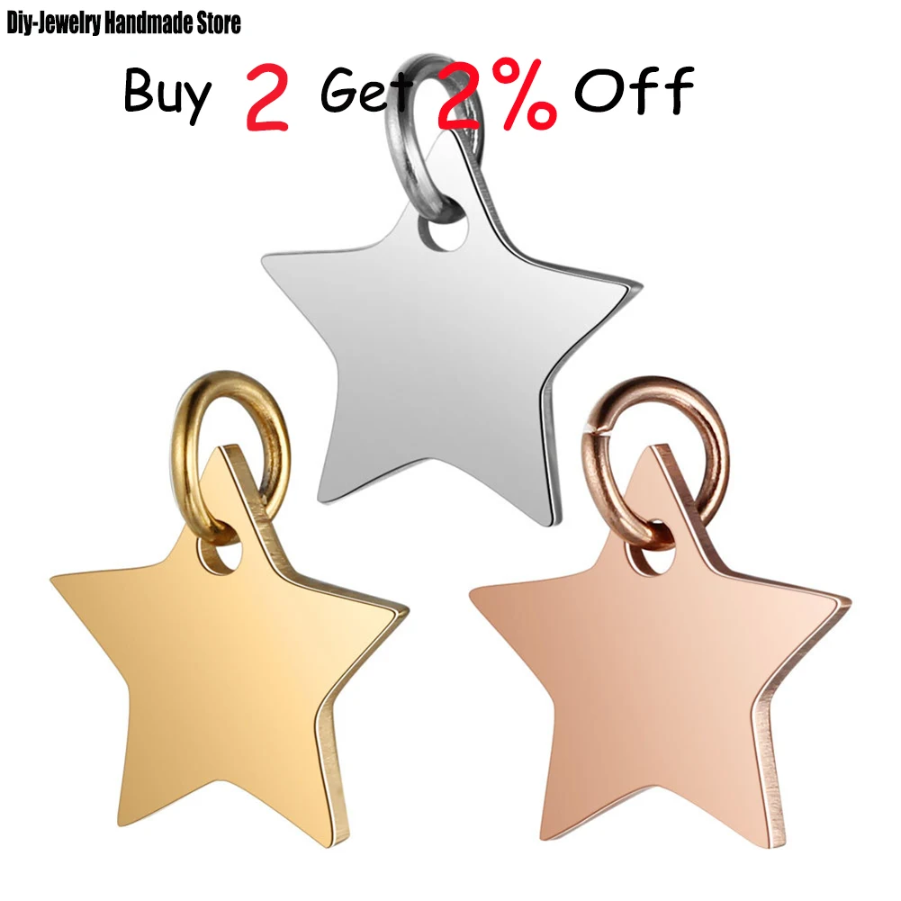 5pc/lot Metal Titanium Steel Alloy Charms Gold/Silver Star Shape Pendant Pendants for Jewelry Making DIY Earrings For Bracelet