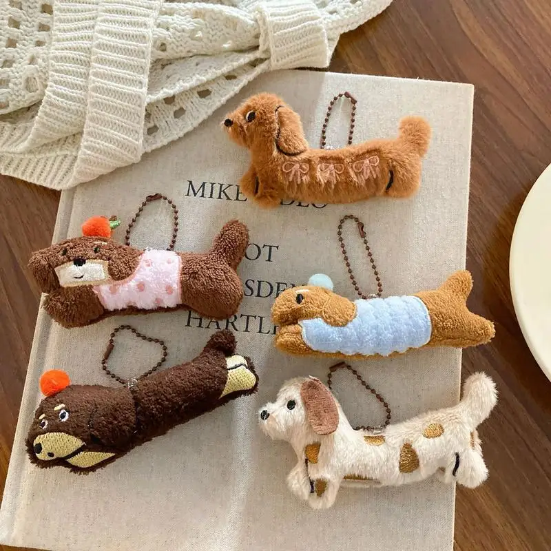 Cute Plush Keychain Dachshund Plush Keychain Stuffed Puppy Cartoon Keyring Backpack Decoration For Classroom Graduation Birthday