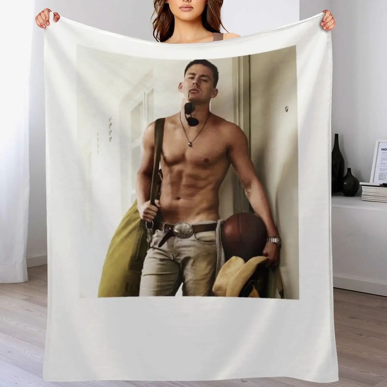 New CHANNING TATUM SHIRTLESS Throw Blanket Cute Plaid Stuffeds Cute Quilt Blankets