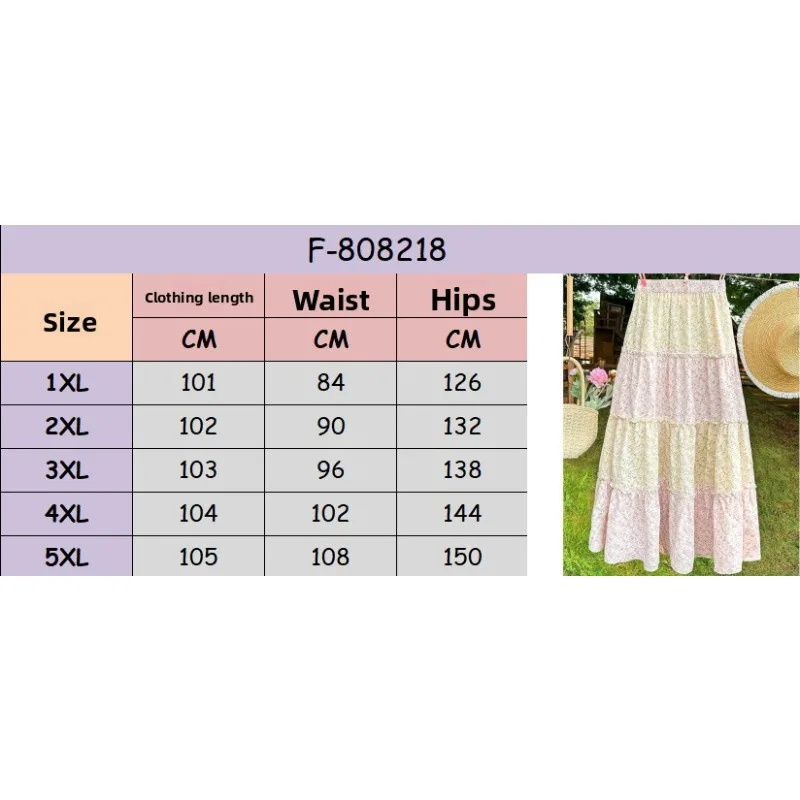 New European Pastoral Floral Long Skirt Women Elegant Draped A Line Maxi Skirt Summer Casual Bottoms
