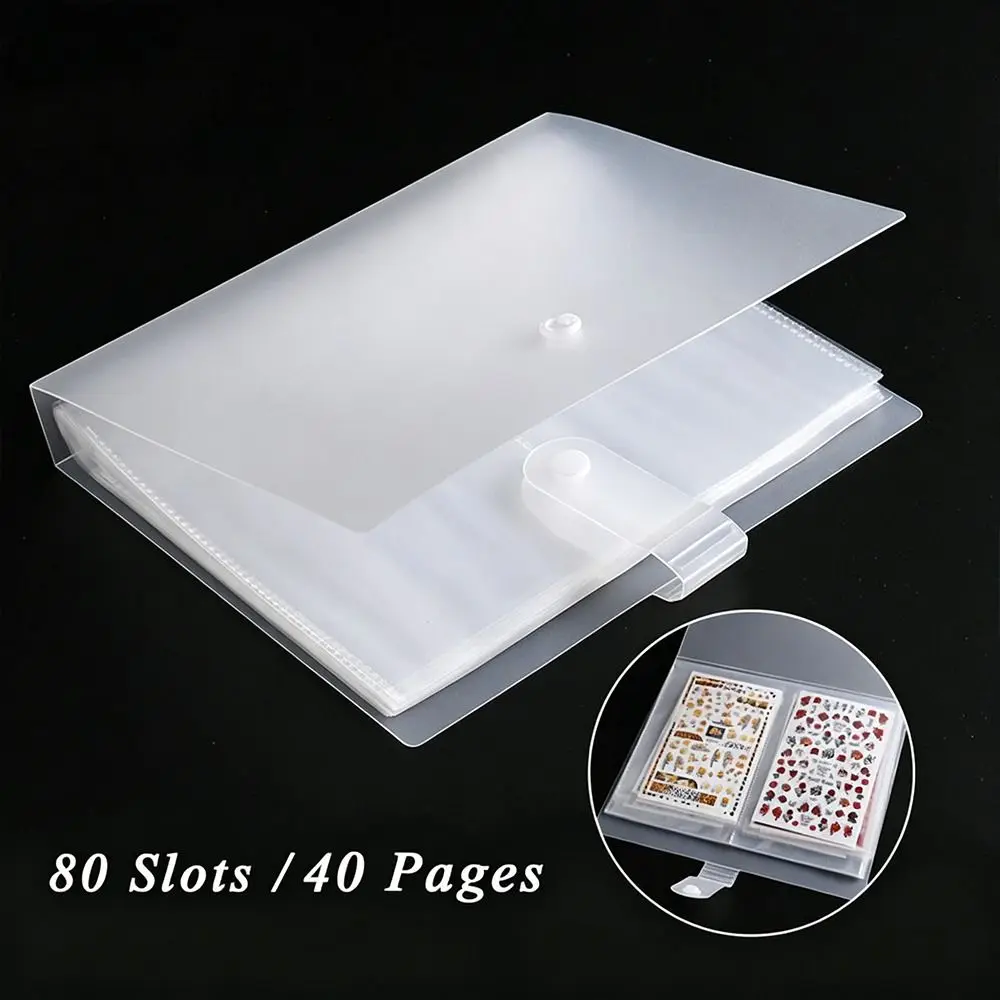 Solid Transparent Sticker Storage Book Large Capacity Blank Page Design Nail Art Piece Storage Book Empty Album 40/80 Slots