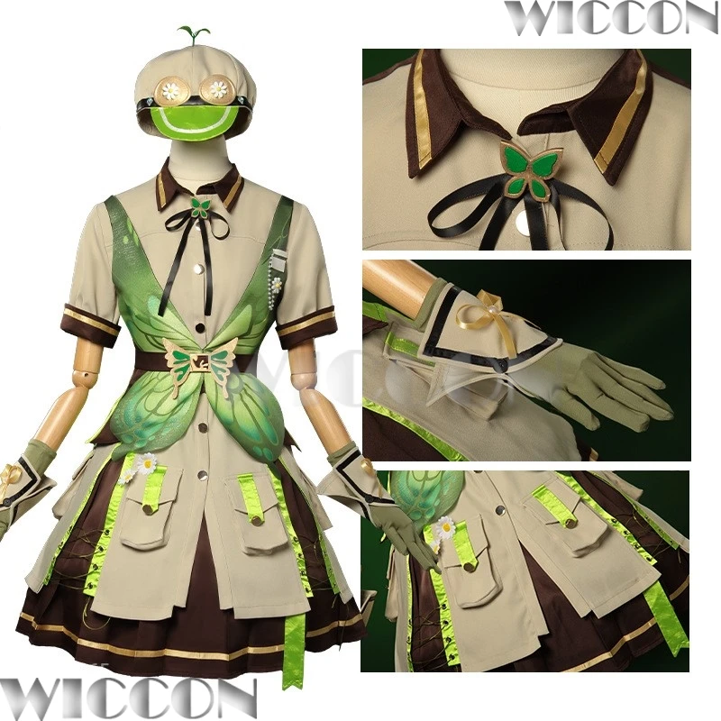 Nikki Game Infinity Nikki Forest Suit Cosplay Costume Green Lolita Dress Green 60cm Wig Explorer Girl Women Holloween Customized