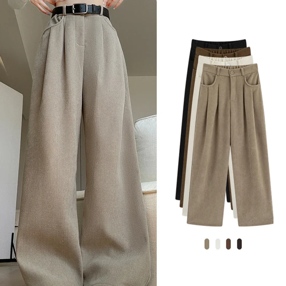 Pantaloni eleganti casual Pantaloni a gamba larga Design semplice Modello in tinta unita Indossare tutte le stagioni Pantaloni eleganti in velluto a coste a gamba larga