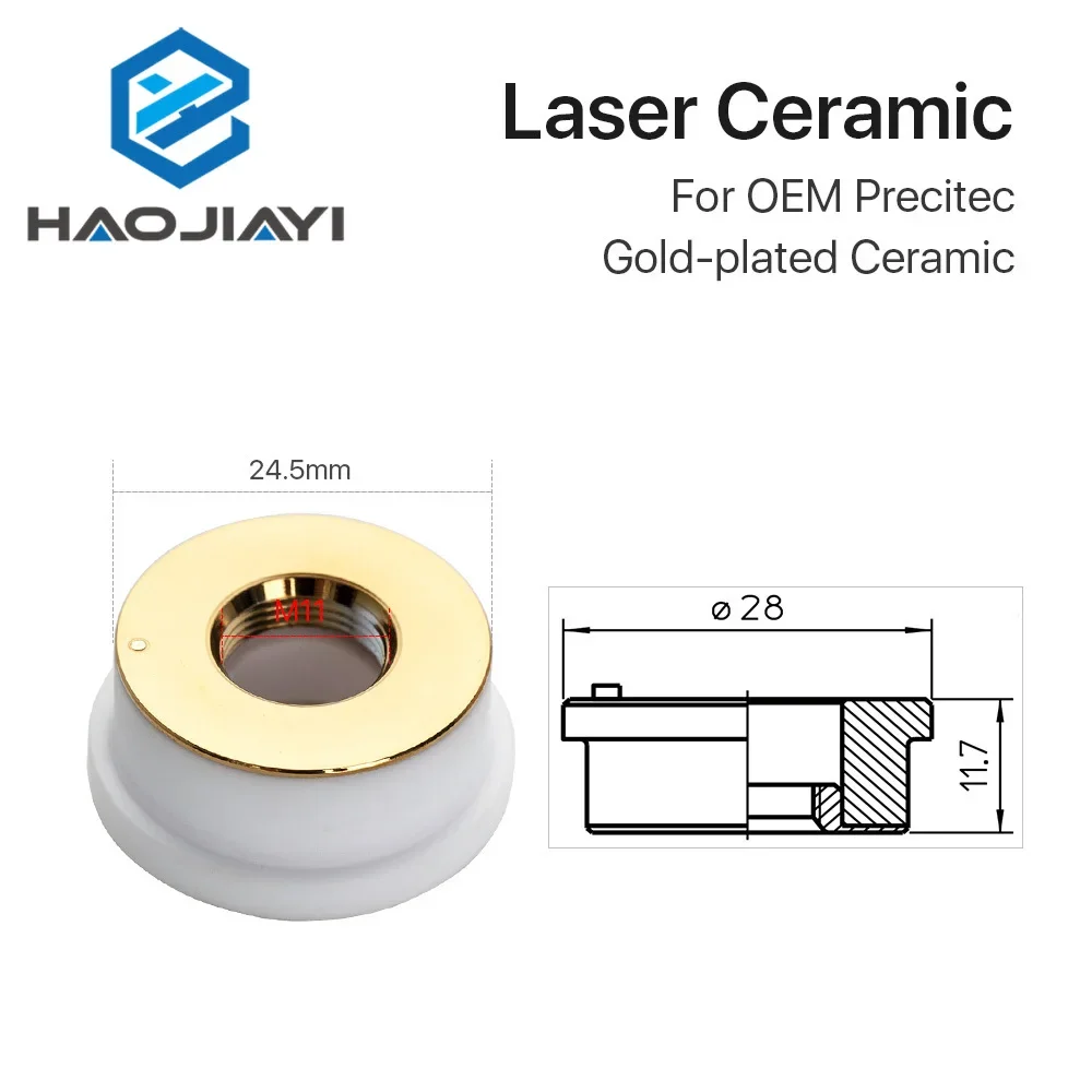 Cabeça de corte cerâmica banhada a ouro do laser, KT B2 CON P0571-1051-00001 para OEM Precitec, 28mm, 24.5mm