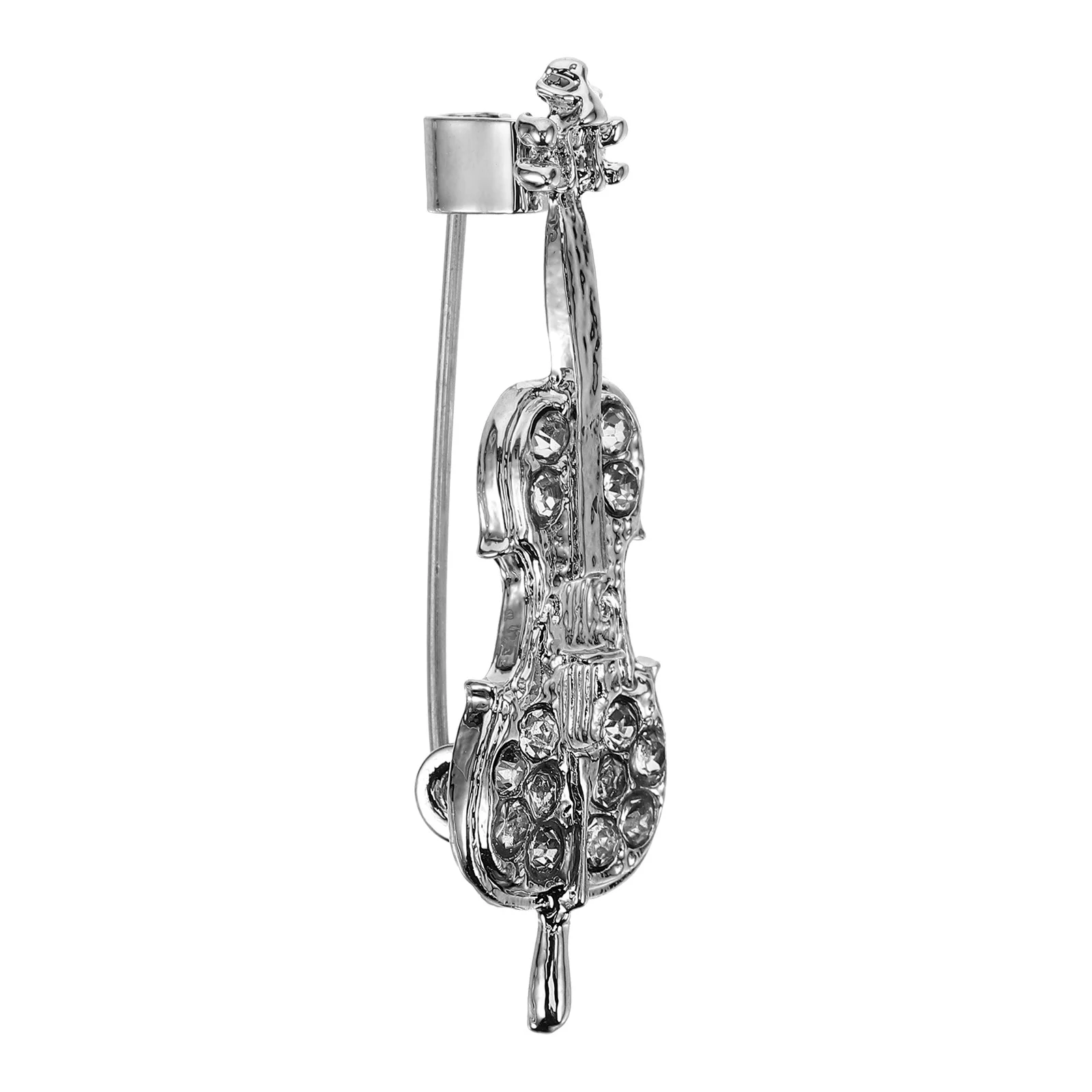 

Violin Brooch Rhinestone Instrument Lapel Pin For Women Alloy Fashion Jewelry Clothing Accessory Wedding Party Decor