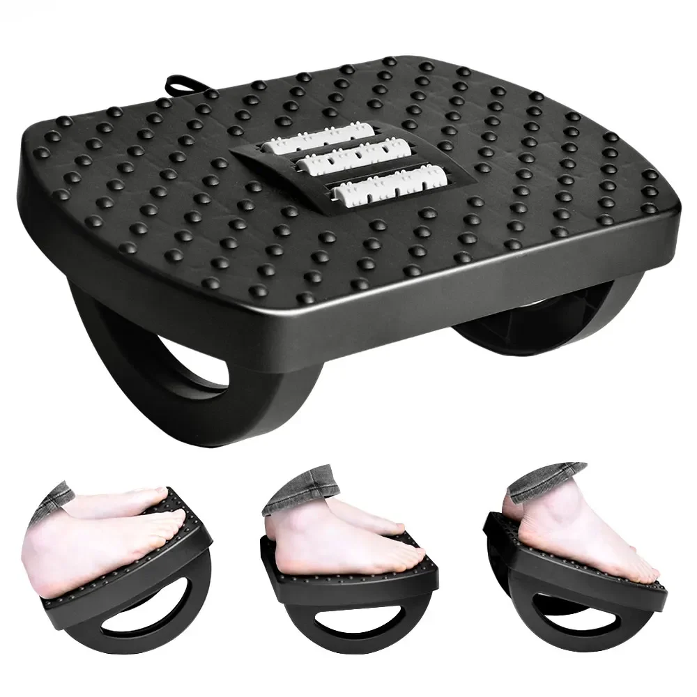 Portable Home Office Footstool Ergonomic Under Desk Footrest Foot Stool With Swing Massage Rollers Relieve Waist Legs Fatigue