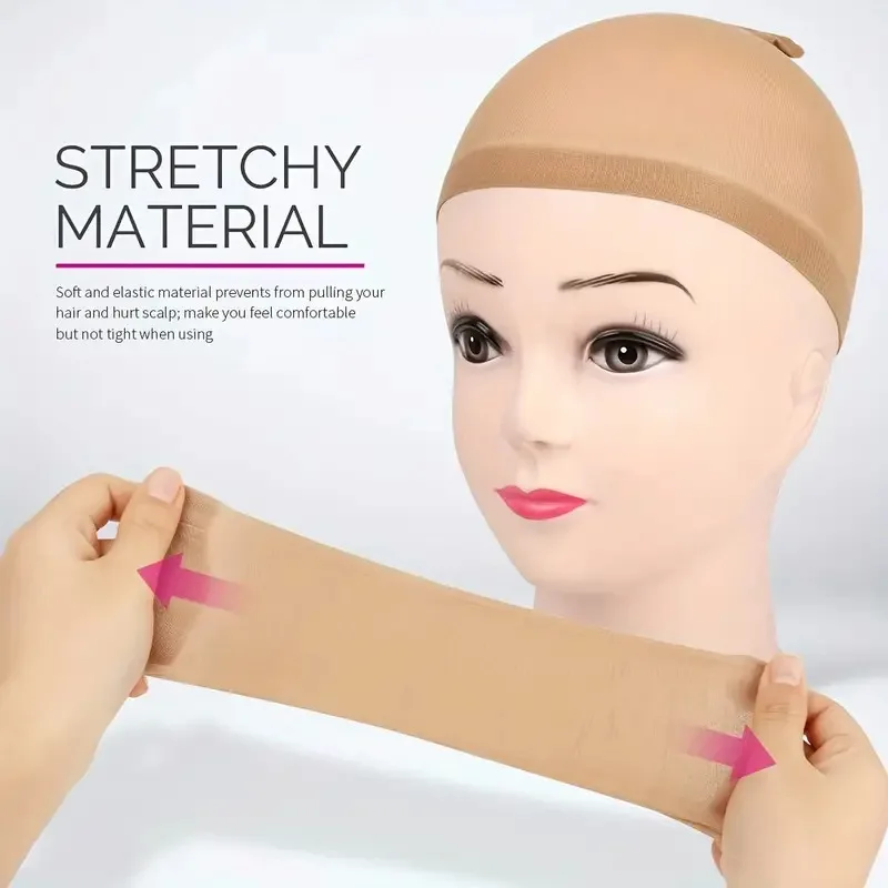 Stretchy Mesh Wig Caps 2 10 12 20Pcs/Pack Light Brown Colo Wig Caps Hair Nets Weave Hairnets for Cosplay, Daily Use image 6