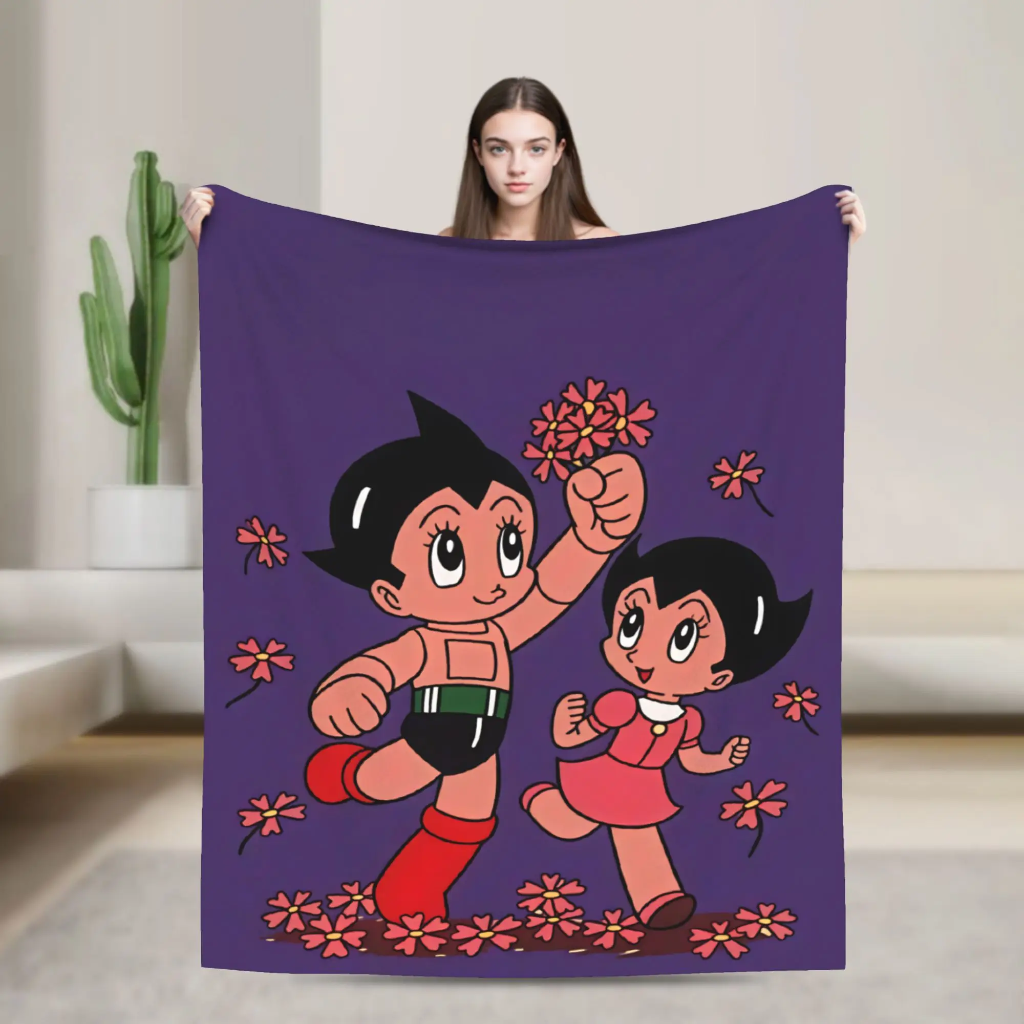 Warm Soft Blanket Picnic Astro Cartoon Boy Bedding Throws  Flannel Bedspread For Home Decor Pattern Sofa Bed Cover