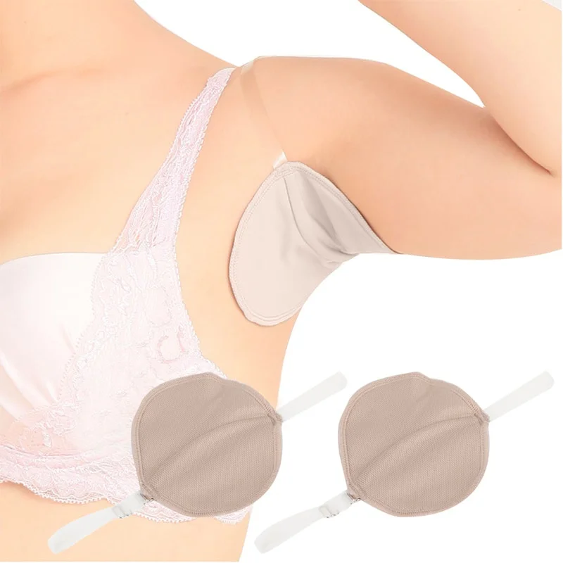 2 Pcs Reusable Fashion Women Underarm Sweat Shield Pad Washable Armpit Sweat Absorbing Guards Shoulder Strap Skin Color / Arrow