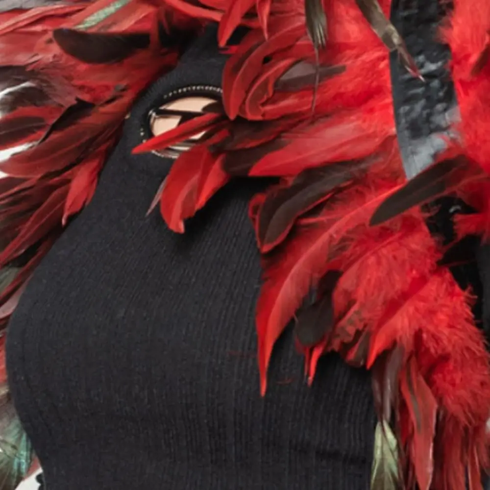 Party Scarf Feather Fake Collar Shawl with Ribbon Ties Gothic Style Halloween Feather Shawl Feather Shrug