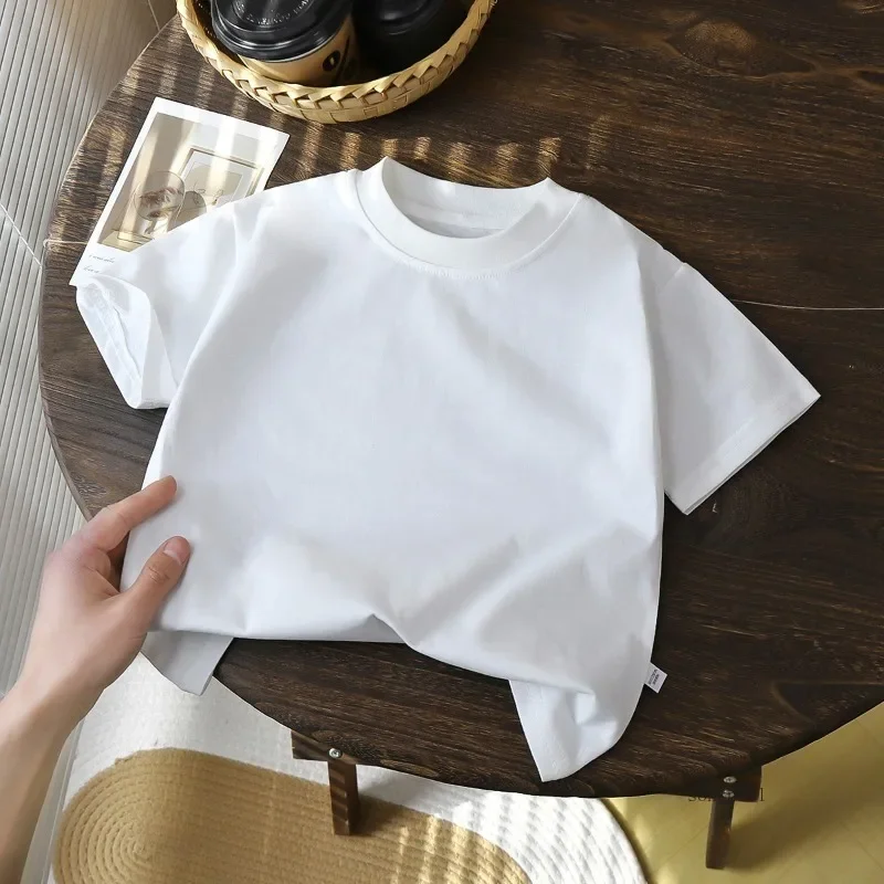 2025 Children's Cotton Short Sleeve White Red Black T-shirt Girls' Summer Baby Clothes Kids Boys' Tops