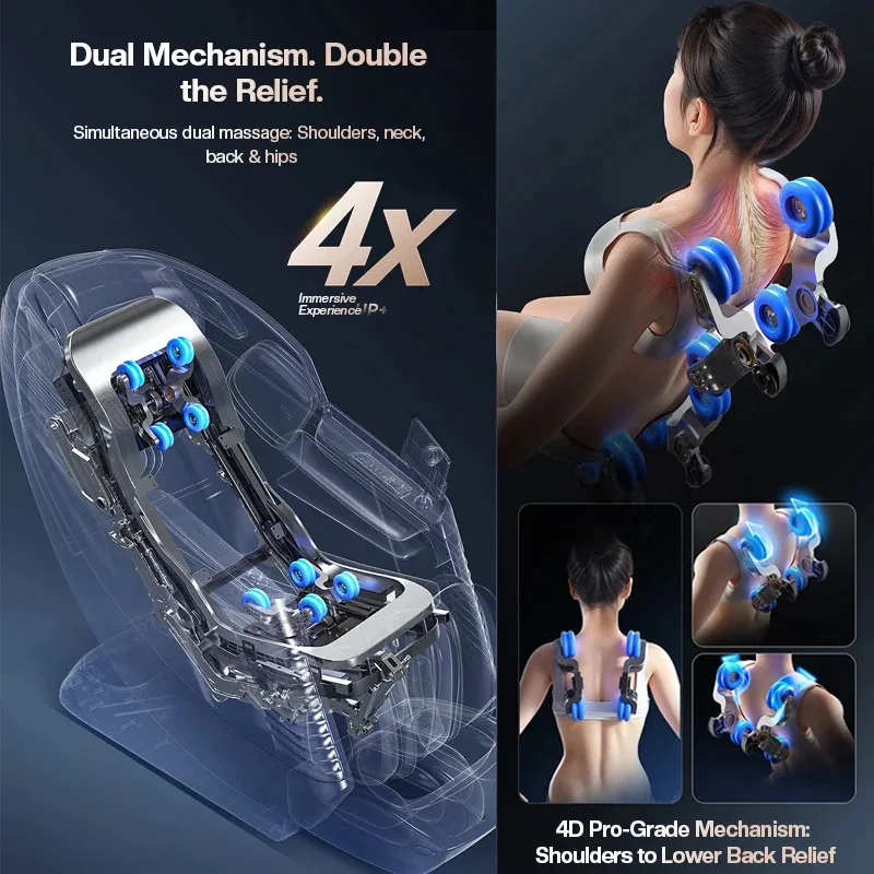 4D+3D Massage Chair Full Body Zero Gravity SL-Track Shiatsu Massage Recliner Chair with Body Scan Foot Rollers Stretch, Heating