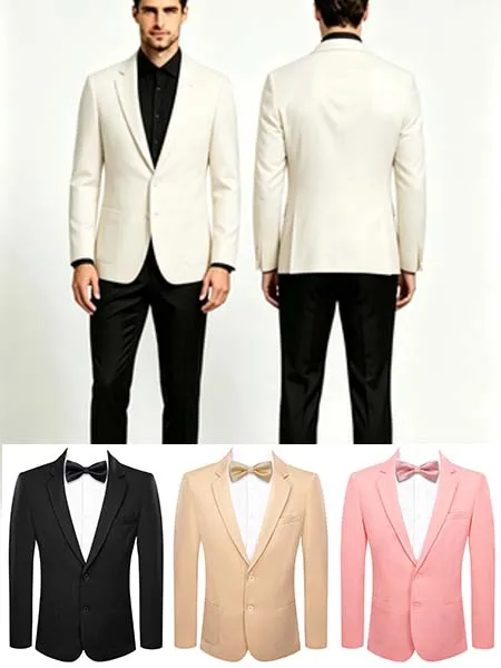 

Men's Solid Color Single Blazer, Offered in Black, White, Apricot, Pink for Wedding Banquets and Daily Formal Occasions