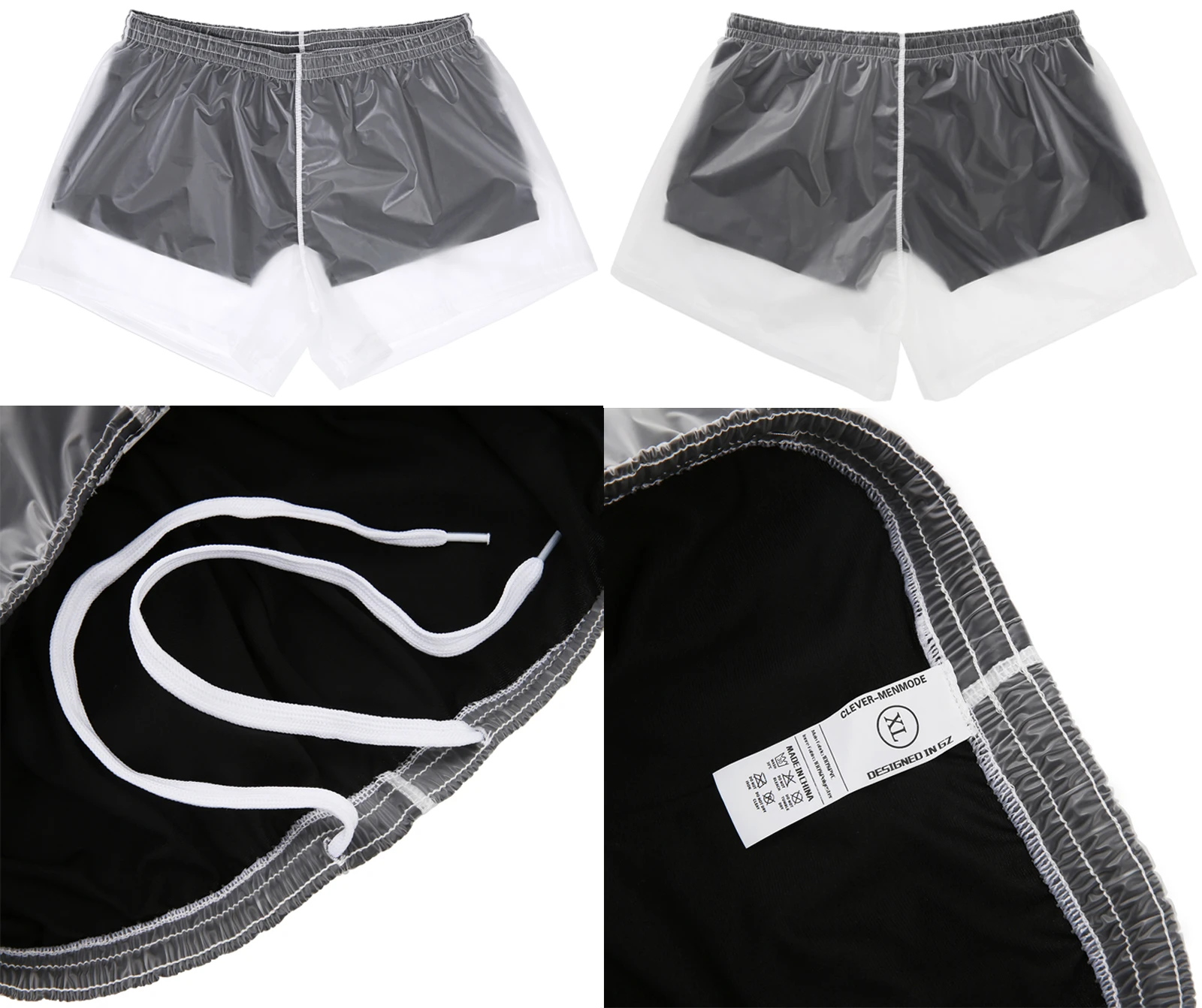 Fashion Men's Underwear Transparent See-Through Boxers PVC Waterproof Men Beach Shorts Surf Beach Pants Men's swimwear