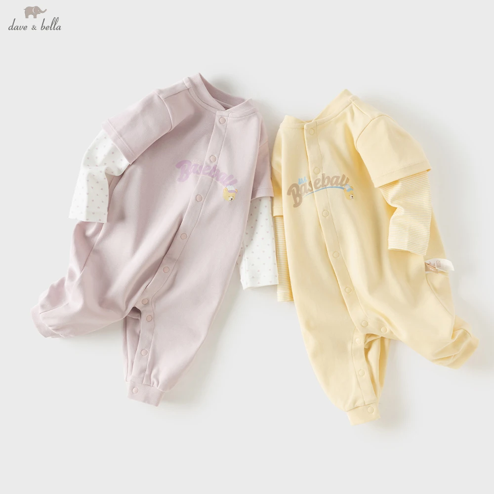 Dave Bella Baby Jumpsuit Autumn Spring Girls Boys Printed Romper Fake Two-piece Newborn Creeper DB3263136