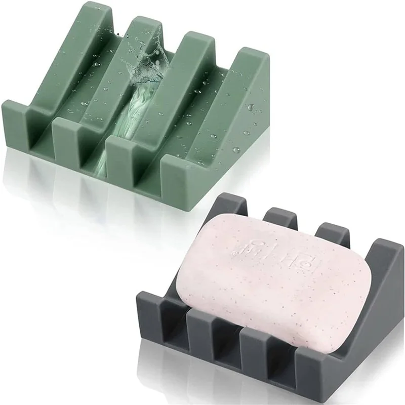 

Bathroom Silicone Soap Dish Shower Portable Soap Holder Keeping Soap Dry Easy Clean Sponge Tray Kitchen Accessories
