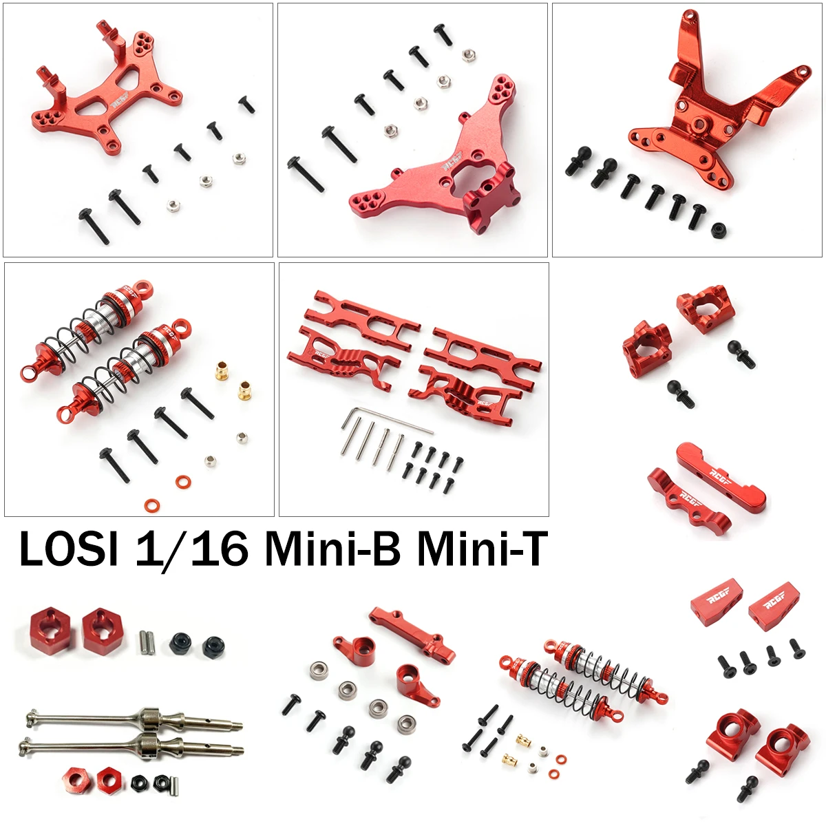 For Losi 1/16 Mini-B Mini-T Aluminum Alloy RC Car Part Red kit