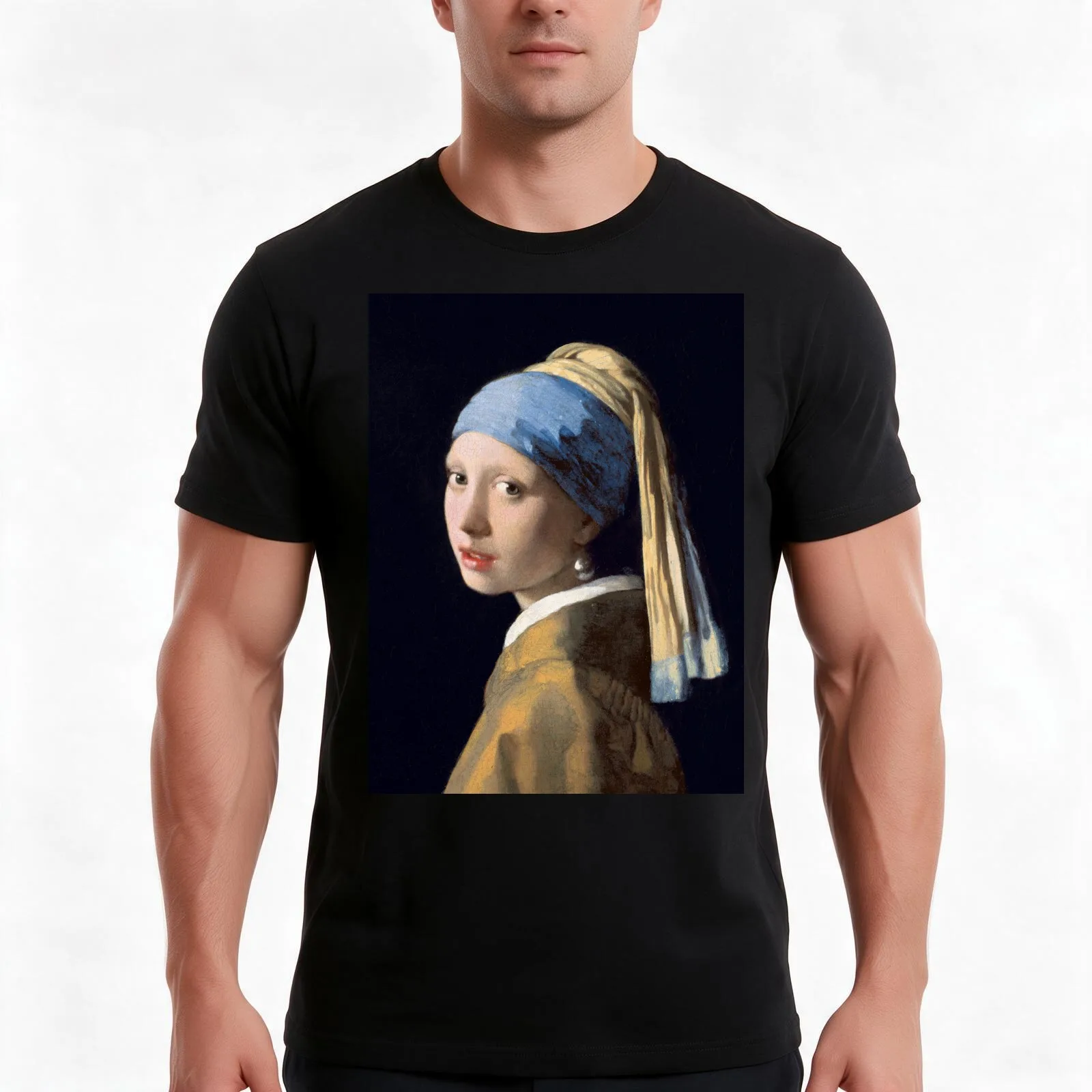 The Girl With A Pearl Earring T-Shirt Summer Casual Cotton Tee Oversized Streetwear Tops Vintage Graphic Print 100% Cotton