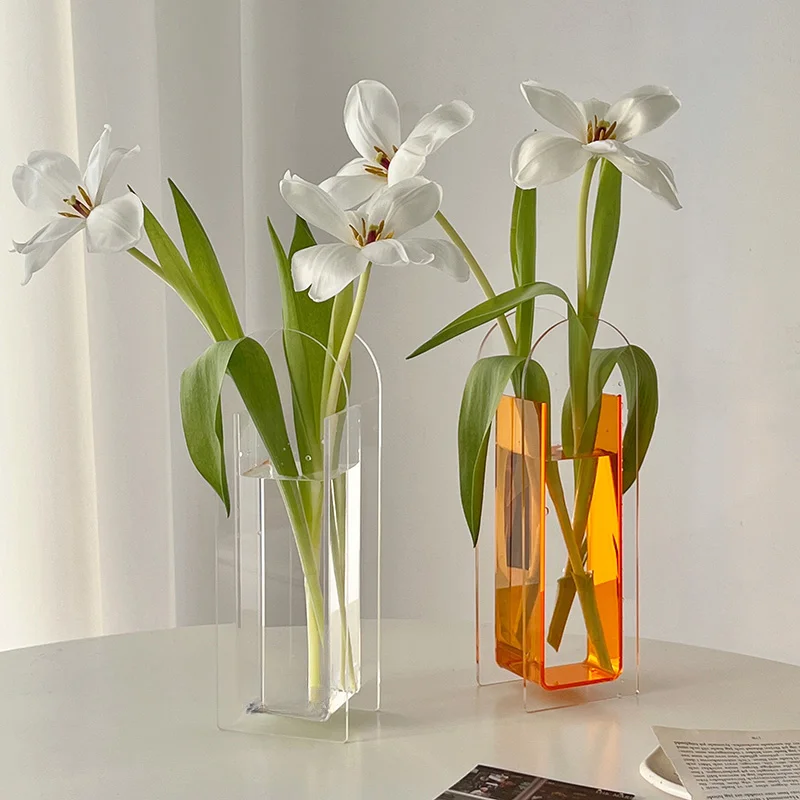 

CuteLife INS Transparent Acrylic Flower Vase Home Garden Coffee Table Decoration And Accessories Simple Hydroponics Plant Vase