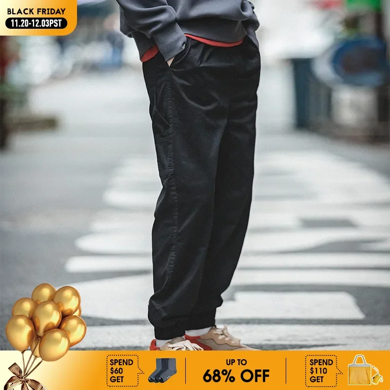 

Maden Men's Vintage Drawstring Pants for Spring and Fall Elastic Waist Harem Style Casual Trousers Letter Print Joggers Bottoms