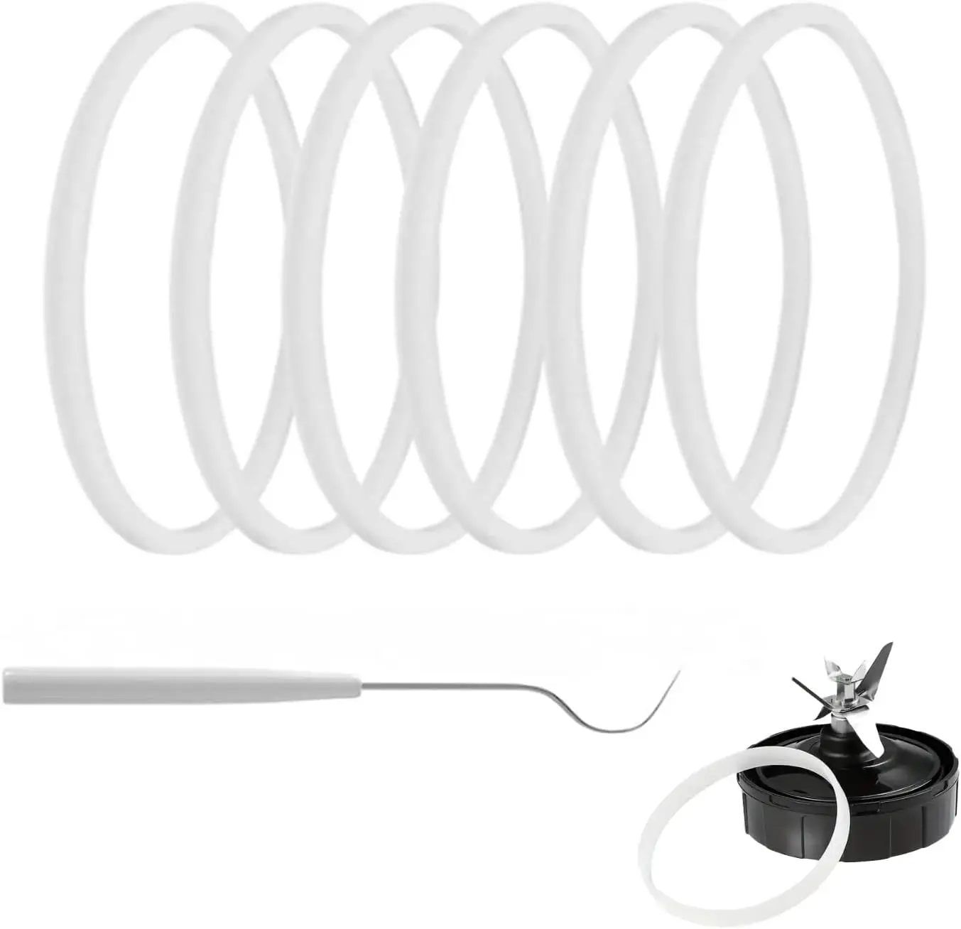 

6 Pack Rubber Gaskets Replacement Seal White （3.23 Inch）O-Ring For Nutri Ninja Blender Replacement For Ninja Bl660 1100W Bl770