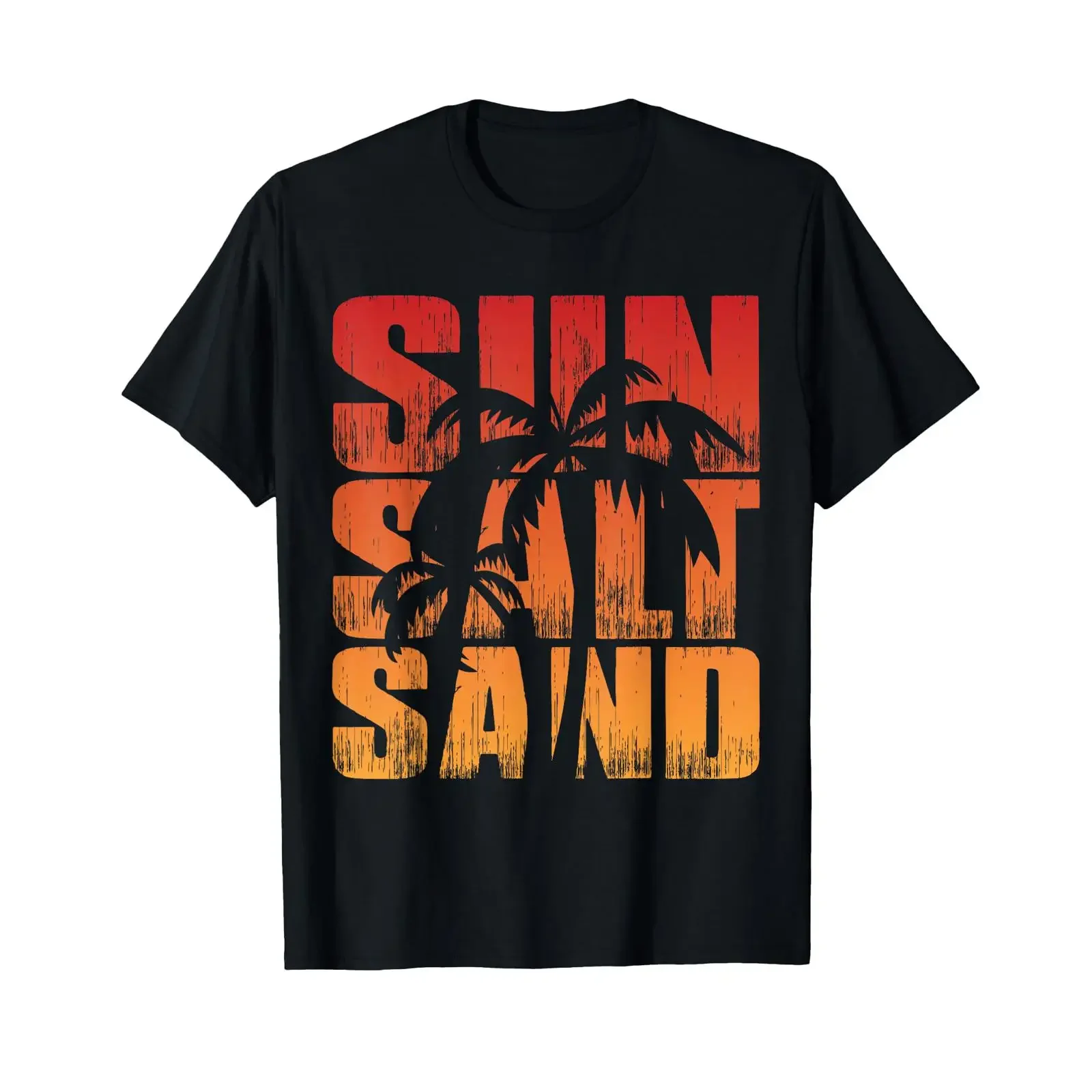 Sun Salt Sand Summer Retro Colorful Cheerful Holiday Palm Tree T Shirt vintage Washed Slightly Stylish Top For Everyday Wear