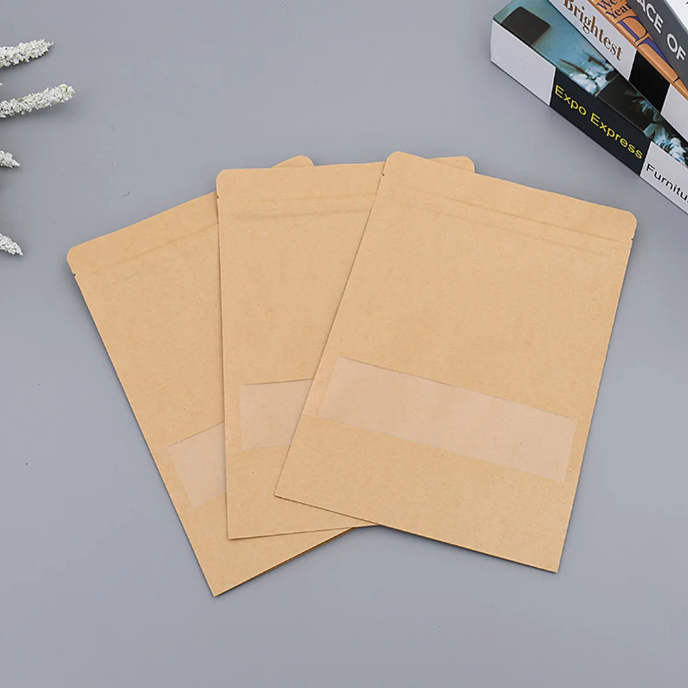 

100pcs Kraft Paper Pouch Self-sealing Food Storage Bag Package Bag Safe Sealed Bag Food Bag Self-sealing Bag