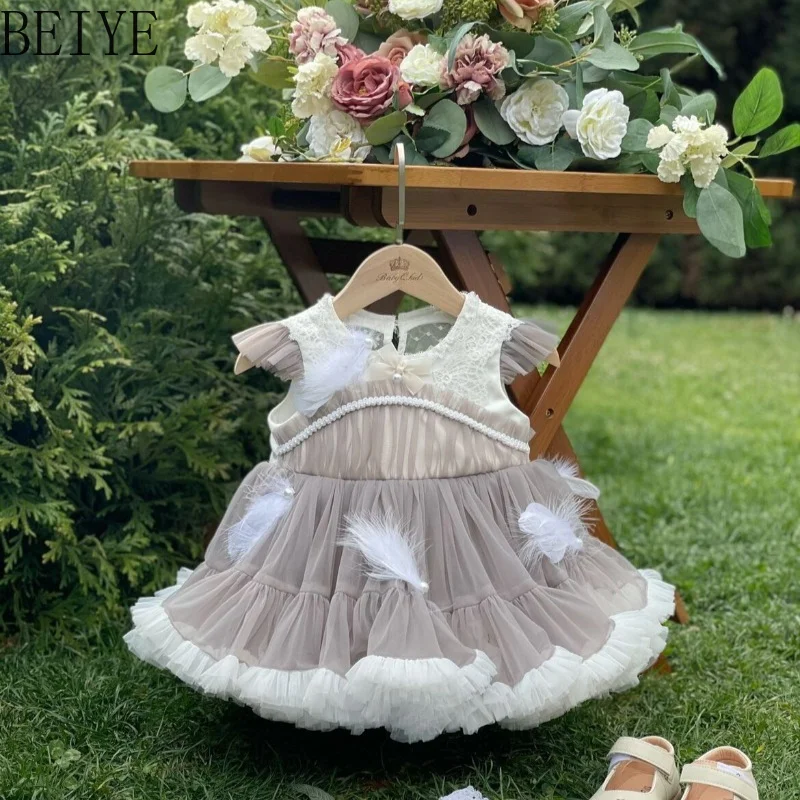 Lolita Lace Original Design Girls Summer Princess Dress Sleeveless Sweet Cute Tutu Dress Children Daily Wear Short Dresses