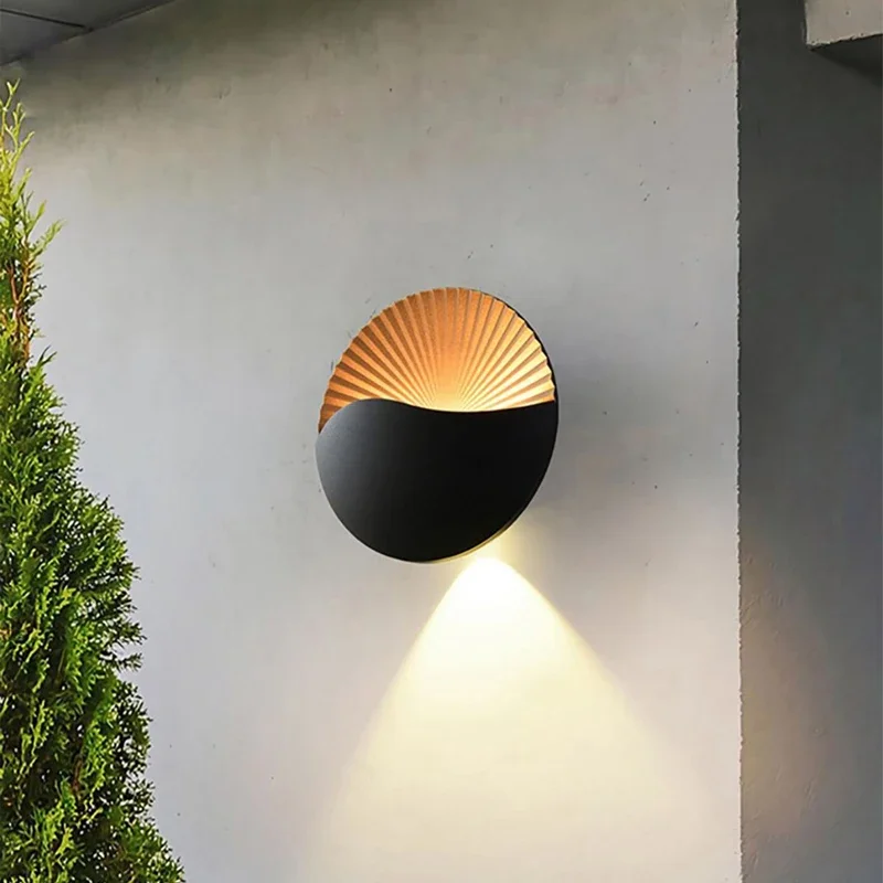 Lámparas LED de pared con forma de concha creativa, decoración impermeable para exteriores, iluminación de Patio, jardín, luz de porche sencilla moderna