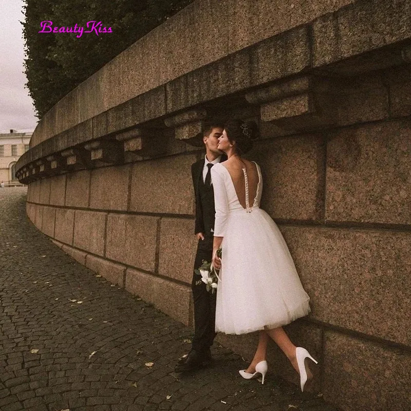 A-Line Short Wedding Dress 2025 White ivory Bridal Dress High Quality Satin Tulle Wedding Party Dresses Custom Made
