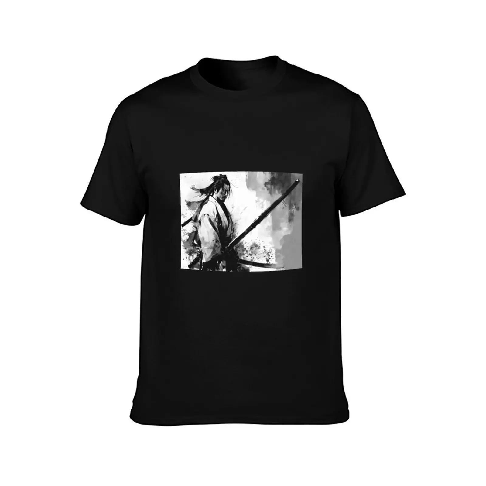 Musashi Miyamoto T-Shirt, Summer Casual Cotton Tee, Oversized Streetwear Tops, Vintage Graphic Print, Loose Fit Short Sleeve