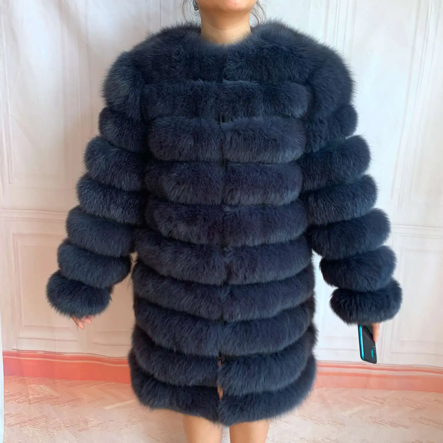 NEW 4in1 Real Fox Fur Long Coat Winter Coat for Women Jackets Vest Winter Outerwear Women Fox Fur Coat High Quality Fur Clothes